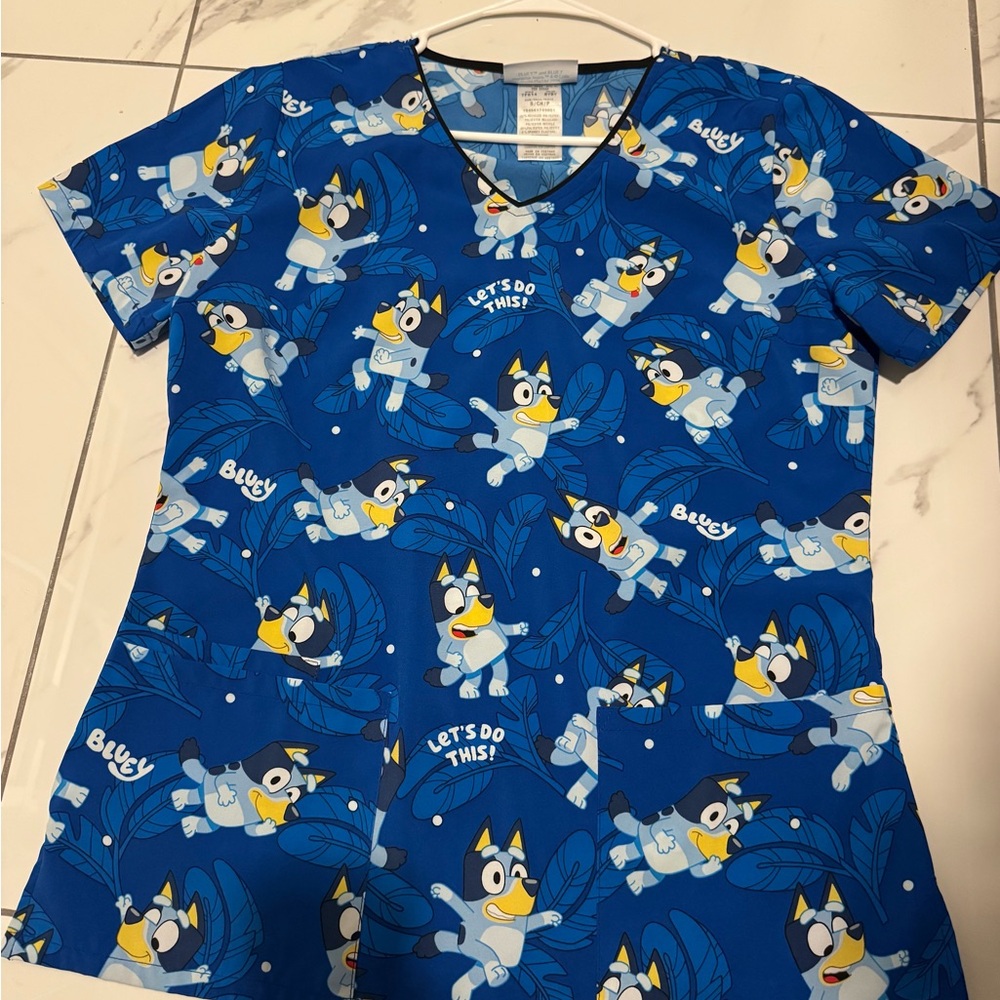 Bluey Cartoon Character Scrub Top